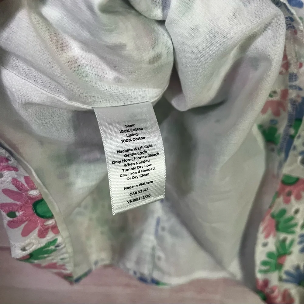 Talbots Floral MultiColor Eyelet Tank Top‎ Side Medium